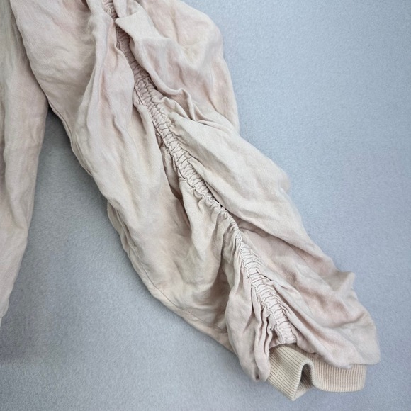 Free People Linen Bomber Jacket Womens M Blush Pink Full Zip Light Weight - Picture 4 of 10